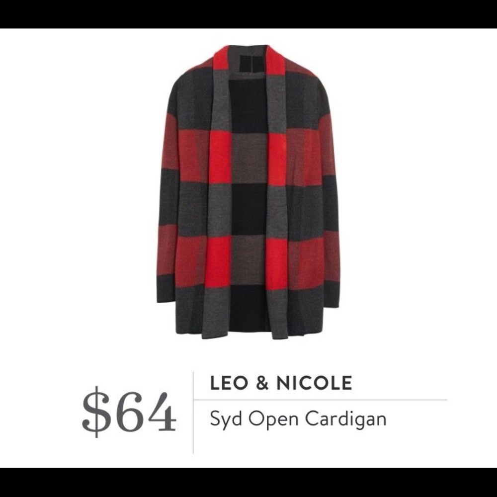 Red Gray Black Striped Cardigan